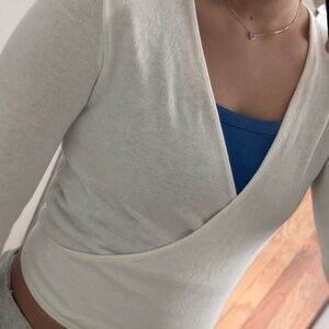 Brandy Melville Cream Wrap Sweater